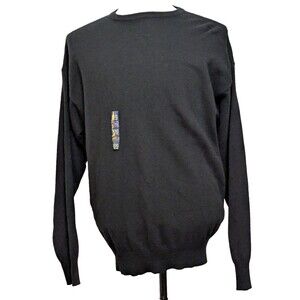 Vintage NWT Springfield Men's XL Black Angora Wool Blend Knit Crewneck Sweater